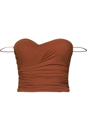 Amazuìn Femme, Tops, Brun, Taille: ONE Size Haut Bustier Marron Drapé