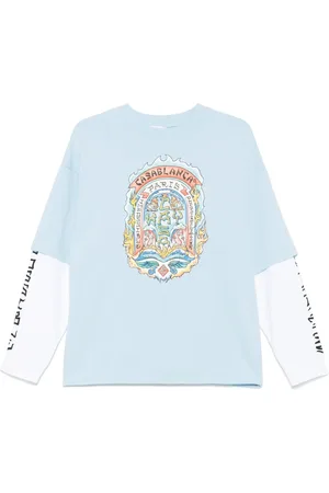 Casablanca Homme, Tops, Bleu, Taille: L T-shirt bleu clair avec impression skate