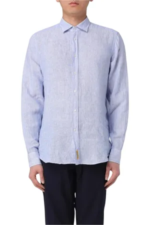 B.D.BAGGIES Homme, Chemises, Bleu, Taille: S Chemise Classique en Lin Manches Longues