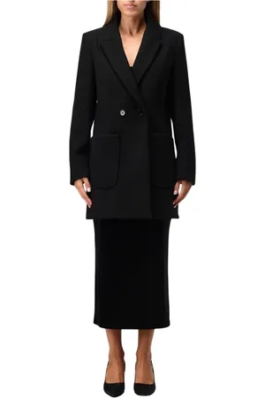 Patrizia Pepe Femme, Manteaux, Noir, Taille: 38 FR Manteau Laine Noir Style Élégant
