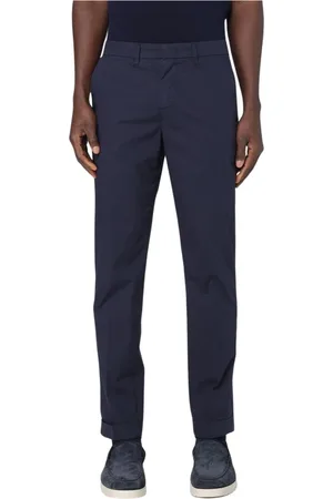 FAY Homme, Pantalons, Bleu, Taille: W31 Pantalon bleu en lin à jambe droite
