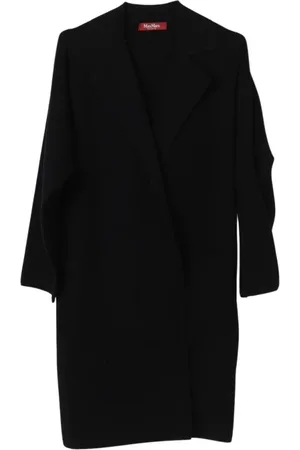 Max Mara Femme, Manteaux, Noir, Taille: 42 FR Élégant Manteau Noir à Col