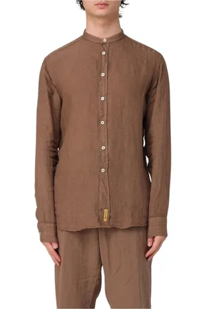 B.D.BAGGIES Homme, Chemises, Brun, Taille: S Chemise en Lin Blanc Col Mandarin