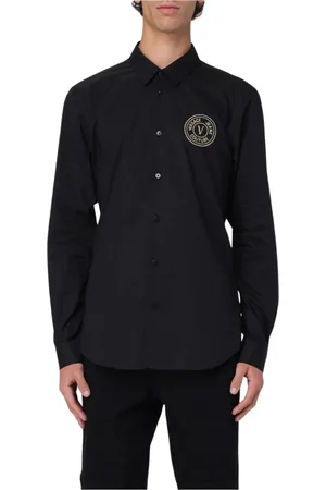 VERSACE Homme, Chemises, Noir, Taille: XS Chemise Noire Élégante à Boutons