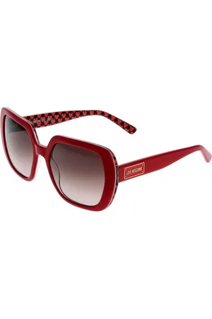Moschino Femme, Accessoires, Rouge, Taille: ONE Size Lunettes de Soleil Carrées Rouges à Dégradé