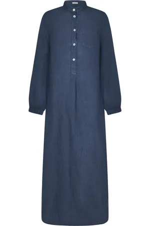 MASSIMO ALBA Femme, Robes, Bleu, Taille: 40 FR Kaftan en Lin Bleu avec Poche Poitrine