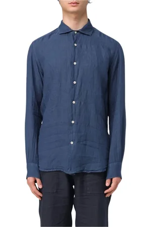 MC2 SAINT BARTH Homme, Chemises, Bleu, Taille: XL Chemise en Lin Bleue Design Moderne