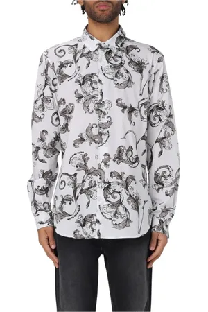 VERSACE Homme, Chemises, Blanc, Taille: XL Chemise à Imprimé Baroque