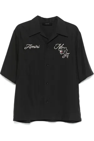 AMIRI Homme, Chemises, Noir, Taille: M Chemise à col Mao Panther Patch