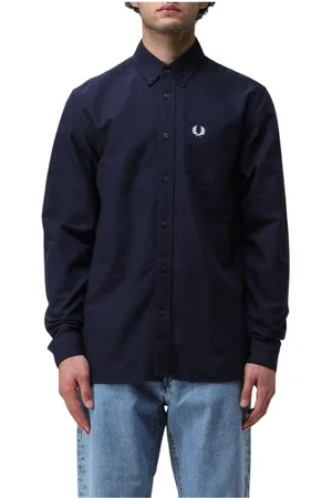 Fred Perry Homme, Chemises, Bleu, Taille: M Chemise Oxford Bleu Marine à Manches Longues