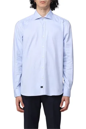 FAY Homme, Chemises, Bleu, Taille: L Chemise en Coton Bleu