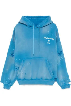 Cole Buxton Homme, Sweatshirts et sweats à capuche, Bleu, Taille: S Sweat à capuche bleu avec logo