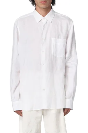 Aspesi Homme, Chemises, Blanc, Taille: L Chemise Bleue en Lin à Manches Longues et Coupe Décontractée