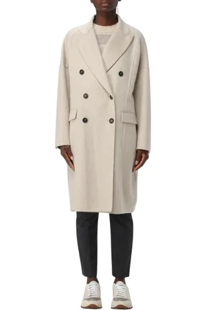 Brunello Cucinelli Femme, Manteaux, Gris, Taille: 38 FR Élégant Manteau en Laine Gris