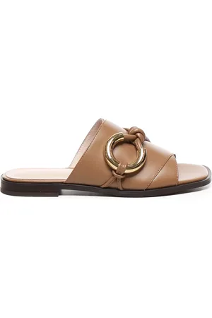 Coccinelle Femme, Chaussures, Brun, Taille: 39 EU Sandales en Cuir Beige avec Détail Métallique