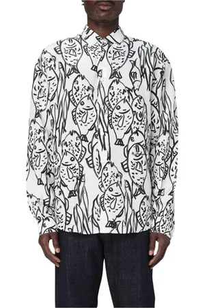 Jacquemus Homme, Chemises, Blanc, Taille: L Chemise blanche à manches longues avec motif pissenlit