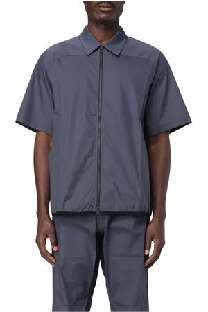 GR10K Homme, Chemises, Gris, Taille: L Chemise Grise à Fermeture Éclair pour Homme