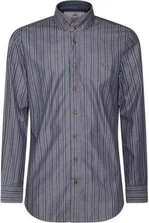 Vivienne Westwood Homme, Chemises, Bleu, Taille: XL Chemise Rayée Bleue en Coton