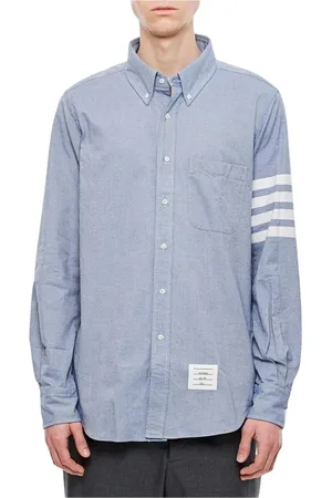 Thom Browne Homme, Chemises, Bleu, Taille: XL Chemise Oxford à Rayures Bleues