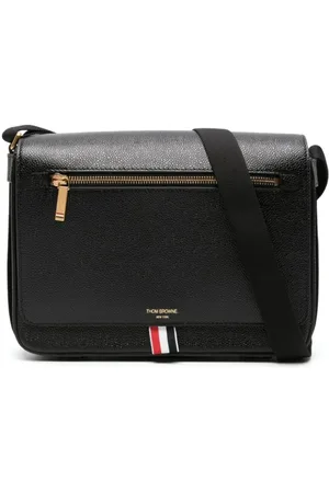 Thom Browne Homme, Sacs, Noir, Taille: ONE Size Sac Reporter en Cuir Grainé