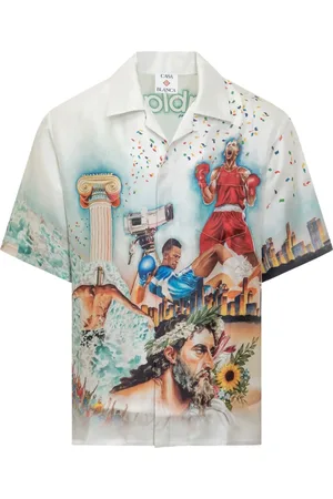 Casablanca Homme, Chemises, Multicolore, Taille: 2XL Chemise Soie Blanche Celebration