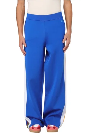 WALES BONNER Homme, Pantalons, Bleu, Taille: M Pantalon Bleu à Rayures Latérales Tricotées