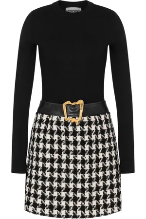 Moschino Femme, Robes, Noir, Taille: 38 FR Robe Chic Houndstooth Bianco Aw23