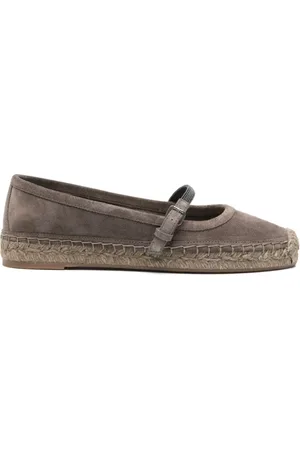 Brunello Cucinelli Femme, Chaussures, , Taille: 38 EU Chaussures Plates Taupe avec Boucle Latérale