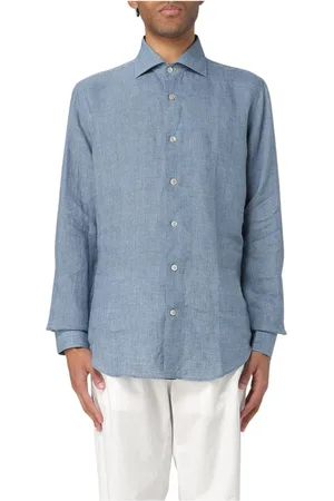 ELEVENTY Homme, Chemises, Bleu, Taille: S Chemise en Lin à Manches Longues