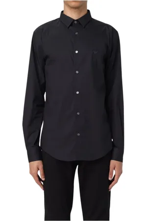 Emporio Armani Homme, Chemises, Noir, Taille: XL Chemise Homme avec Logo en Mélange de Coton
