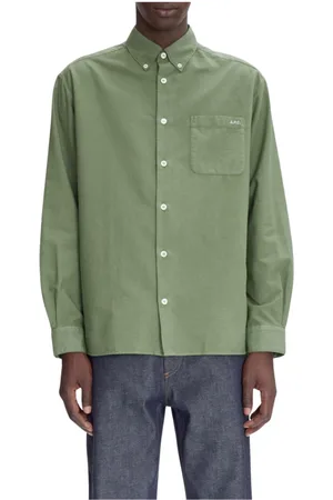 A.P.C. Homme, Chemises, Vert, Taille: S Chemise Oxford Verte à Manches Longues