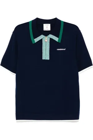Casablanca Homme, Tops, Bleu, Taille: L Pull Polo à Zip Bleu Marine