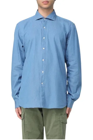 FAY Homme, Chemises, Bleu, Taille: L Chemise Denim Classique à Col