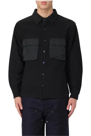 Brain Dead Homme, Chemises, Noir, Taille: XL Chemise en Polaire Inspirée de Vêtements de Travail Noire