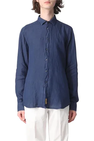 B.D.BAGGIES Homme, Chemises, Bleu, Taille: L Chemise en Lin Bleue