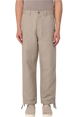 Brunello Cucinelli Homme, Pantalons, Vert, Taille: 3XL Pantalon décontracté en lin à cordon