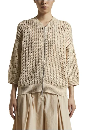 PESERICO SIGN Femme, Pulls, , Taille: 40 FR Bomber en cordonetto de coton pur avec paillettes