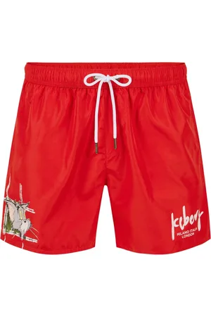 Iceberg Homme, Maillots de bain, Rouge, Taille: XL Maillot de bain rouge avec cordon de serrage, impression et logo