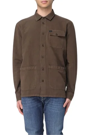 FAY Homme, Chemises, Brun, Taille: L Chemise en Coton Marron avec Poches Poitrine