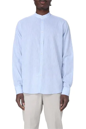 Manuel Ritz Homme, Chemises, Bleu, Taille: 3XL Chemise Bleue en Lin à Col Mandarin