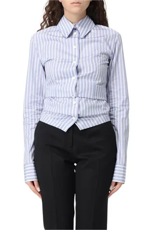 The Attico Femme, Blouses et Chemises, Bleu, Taille: 34 FR Chemisier à Rayures Bleu Ciel