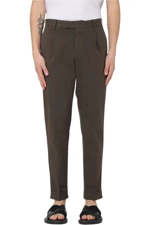 PT Torino Homme, Pantalons, Brun, Taille: L Pantalon blanc en coton à jambe droite