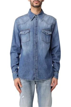 Dolce & Gabbana Homme, Chemises, Bleu, Taille: M Chemise Denim Classique Manches Longues