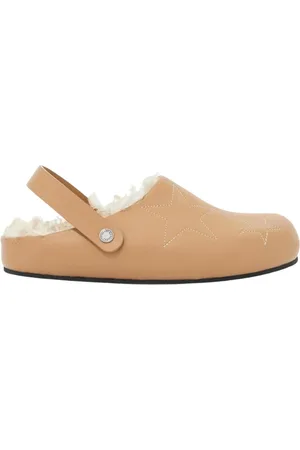 Stella McCartney Femme, Chaussures, Brun, Taille: 39 EU Sabots en Cuir Doublés de Peau de Mouton avec Détail Étoilé