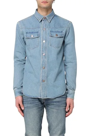 Tom Ford Homme, Chemises, Bleu, Taille: L Chemise Denim Classique à Manches Longues