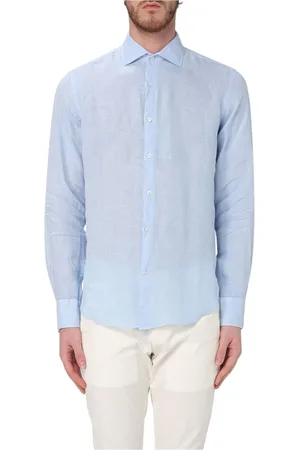 Paul & Shark Homme, Chemises, Bleu, Taille: L Chemise en Lin Décontractée à Manches Longues