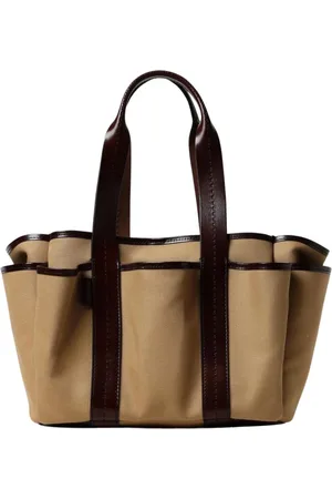 Max Mara Femme, Sacs, Brun, Taille: ONE Size Sac fourre-tout marron avec bordure en cuir