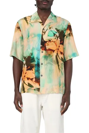 Paul Smith Homme, Chemises, Multicolore, Taille: M Chemise en Soie Verte à Fleurs