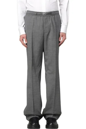 VERSACE Homme, Pantalons, Noir, Taille: M Carreaux de Charbon Pantalons Larges