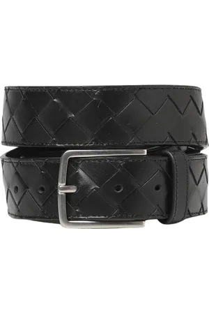 Bottega Veneta Homme, Accessoires, Noir, Taille: 100 CM Ceinture en Cuir Tressé Design Élégant